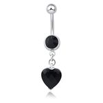 Beydodo Stainless Steel Belly Button Rings 14g, Belly Button Rings for Women Heart Dangle with Cubic Zirconia - Navel Rings for Women