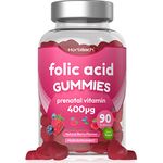 Folic Acid Gummies for Women 400 mcg | 90 Count (3 Months Supply) | Natural Berry Flavour | High Strength Prenatal Vitamin | Suitable for Vegans | No Artificial Preservatives | by Horbaach