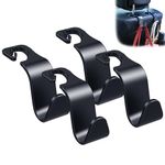 Car Seat Headrest Hook 4 Pack Hanger Storage Organizer Universal for Handbag Purse Coat Universal fit Vehicle Car Black with Buckle