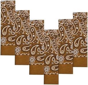 6-Pack Brown 100% Cotton Bandanas Gift Set – 22x22 Inch Paisley Head Wraps, Face & Neck Scarves, Multi-Purpose Accessories for Men & Women, Holiday & Everyday Gifting