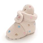 MASOCIO Baby Booties Shoes Boy Girl Newborn Infant Warm First Baby Boots Slippers Beige Size 3 UK 6-12 Months