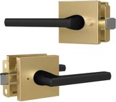 Mega Handles - Prime Privacy I Lever Door Lock Handle for Hallway, Closet and Bathroom I Keyless Door Lock I Fits All Standard Door Sizes I Satin Brass/Matte Black (1 Pack) Covered Screws, 5"