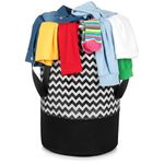GLUN® Printed Zig Zag Laundry Bag Pack of 1, Multipurpose Foldable Hanging Bag, Round Shape, Water Repellent, Lightweight & Durable Laundry Bag for Toys, Clothes, Stationery Items, Space Saving Design