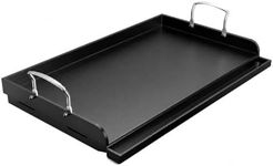 Uniflasy Nonstick Griddle for Gas Grill, Cast Iron Griddle for Outdoor Gas & Charcoal Grills, 25" x16" Nonstick Coating FlatTop Insert Cooking Pan for Weber Charbroil Camp Chef Grill