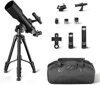 Amazon Basics Telescope, 70mm Aperture 400mm AZ Mount, Portable w/Tripod, Phone Holder, Bag, Black