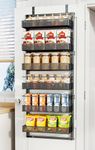 Over the Door Pantry Organizer Metal - Hanging Spice Rack for Kitchen Pantry, Adjustable Clearance, Black