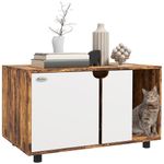 PawHut Hidden Litter Box, Cat Litter Box Furniture, 2-in-1 Design with Double Doors, Sand Drain Pad, for Indoor Use, 80 x 48 x 48cm - Rustic Brown