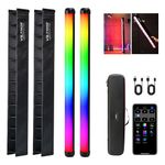 VILTROX K60 2 Pack RGB LED Video Light Stick with APP Control, Handheld 360° RGB Tube Light Wand for Photography, 2500K-8500K Dimmable, CRI97+,26 Light Scenes, LCD Display, 2200mAh Battery