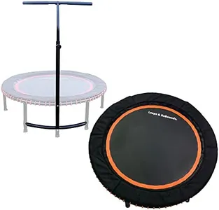 LEAPS & REBOUNDS 48" Adjustable Stability Bar Attachment with 48" Mini Fitness Trampoline and Home Gym Rebounder for Cardio Exercises, Orange