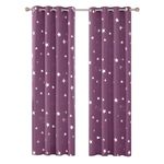 Deconovo Super Soft Star Foil Printed Thermal Insulated Eyelet Blackout Curtains for Livingroom 46 x 90 Inch Purple 2 Panels