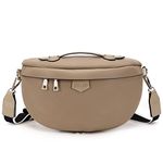 Eslcorri Crossbody Bags for Women - Fashion Sling Purse Shoulder Bag Fanny Pack Leather Causal Chest Bum Bag Backpack with Adjustable Wide Strap for Workout Traveling Running Shopping - Apricot