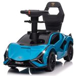 Voltz Toys Ride-on Sliding Car for Kids, Licensed Lamborghini SIAN for Toddlers 18-60 Months, Foot-to-Floor Walker Car Toy with Music, Lights and Under Seat Storage for Boys and Girls (Blue)