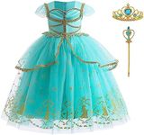 MDYCW Princess Jasmine Dress up Birthday Party Fairy Costume for Toddler Girls, Special Occasion Dresses Ball Gown