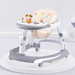 R for Rabbit Little Feet Plus Baby Walker with Rocker 3 Level Height Adjustment and 4 Level Seat Adjustment for Baby Age 6-18 Months Up to 15 KG Weight with Recreational Toy Bar (Grey White)