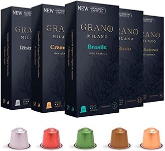 Grano Milano 50 Aluminium Nespresso Compatible Coffee Pods Original line - Medium & Dark Roast Variety Pack Coffee Capsules, Espresso Coffee Made in Italy