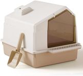 The Fellie Cat Litter Tray, Cat Litter Box with Lid, Splash-Proof and with Litter Scoop Litter Tray, Easy to Clean Large Cat Litter Box, Kitten Litter Tray for Cats/Small Pets, 47cm x 36cm x 36cm