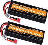 3S LiPo Battery 11.1V RC Lipo Batteries 3300mAh 50C Hard Case with Deans T Plug Compatible with HPI Losi RC Car Truck Boat Airplane Helicopter (2 Packs)