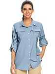 Jessie Kidden Womens Safari Shirts UPF 50+ UV Sun Protection Long Sleeve Outdoor Cool Quick Dry Fishing Hiking Shirt (CA5055 Blue XL)