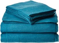 Cotton Blend Jersey Knit Queen Bed Sheets, Coastal Cotton Bed Sheet, Teal Bed Sheet Set 4-Piece Include Flat Sheet, Fitted Sheet & 2 Pillowcases