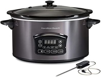 Hamilton Beach Programmable Defrost Slow Cooker, Temperature Probe, 6 Quart Capacity, 33768G