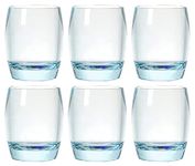 Kmi Chou 8 Oz Set of 6 Tritan Drinking Glasses Plastic Tumblers Dishwasher Safe BPA Free Unbreakable Juice Glasses for Kids Shatterproof Water Glasses Acrylic Tumblers (Light Blue)