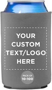Custom Neoprene Collapsible Can Coolers 12 oz. Set of 100, Personalized Bulk Pack - Great for Weddings, Parties, Anniversary, Indoor & Outdoor Events - Grey