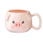 Cute Pig Coffee Mug 14oz Ceramic Novelty Coffee Cup 3D Porcelain Tea Mug Holiday Personalised Birthday Gifts for Women Mom Kids Teacher Best Friend (Pink)