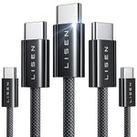 LISEN USB C to USB C Cable, 5 Pack [3.3ft+3.3ft+6.6ft+6.6ft+10ft] 60W 3.1A Type C Cable Fast Charge Samsung Charger Fast Charging Compatible iPhone 16 15 MacBook Air/Pro M1 M2, iPad Pro, Samsung