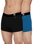 XYXX Cotton Regular Solid (Pack of 2) (Aero Trunks for Men Combo_Black + Brilliant Blue_M)