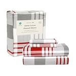 100% Cotton Flannel Sheets Set - Flannel Sheets California King Size, 4-Piece Bed Sheets - Lightweight Bedding, Brushed for Extra Softness, Breathable, Fits Upto 17" Mattress - Red Plaid