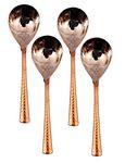 Indian Art Villa Set of 4 Steel Copper Rice Spoon | for Serving RiceHome Hotel Restaurant | Dinnerware