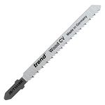 Trend Professional Jigsaw Blades, Pack of 5, 100mm x 2.5mm, CV Down-Cut, Precision Wood Cutting, Universal T-Shank, JB/T101BR