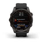 Garmin fenix 7S Sapphire Solar, Smaller adventure smartwatch, with Solar Charging Capabilities, Rugged watch with GPS, touchscreen, wellness features, carbon gray DLC titanium with black band