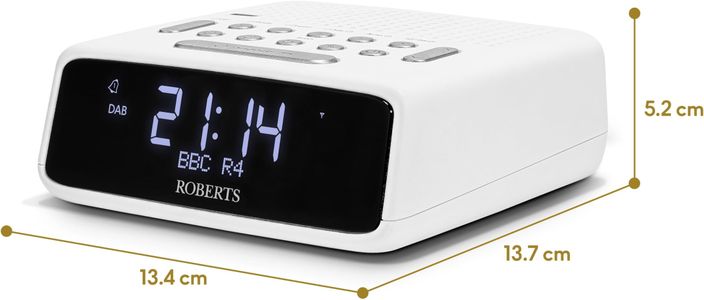 Roberts Digital Clock Radio FM/DAB/DAB+ – Large LCD Display, White