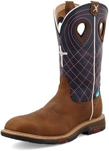 Twisted X Women's 11" Western Work Boot, Brown & Navy With Alloy Toe, 8