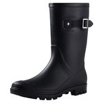 Evshine Women's Mid Calf Rain Boots Waterproof Garden Shoes black Size: 8 UK