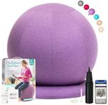 ENOVI ProfiBalance Exercise Ball Chair - Seat Ball with Chair Covers, Stability Ring Base, for Office and Home, Improve Balance, Core Strength and Posture, Relieve Back Pain, 65 cm, AP