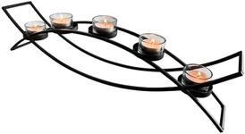 Lily's Home Arch Table Centerpiece - Tealight Votive Candle Holder for Kitchen, Dining Room, and Coffee Tables - Ideal for Room Decor, Living Room Decor, and Kitchen Table Decor - Black, Clear 5 Cups