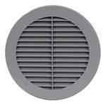 150mm Air Vent Cover - 6 inch Round Soffit Vent - Louvered Ventilation Grille with Insect Screen - ABS Plastic Grey