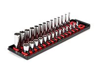 TEKTON 1/4 Inch Drive 6-Point Socket Set with Rails, 28-Piece (4-15 mm) | SHD90211