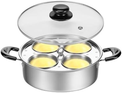 DJAPWPX Egg Poacher, Stainless Steel Poached Egg Maker Pot, 4-Cup Egg Poaching Pan, Multipurpose Stovetop Egg Poacher Pot for Induction & Gas Cooktops