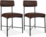 Best Choice Products Faux Leather Dining Chair Set of 2, Standard Height, Metal Frame Padded Cushions for Kitchen and Dining - Mocha Brown