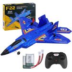 yusvwkj RC Airplane 3CH Remote Controlled Fighter 2.4GHz RC Airplane RTF for Beginner, Kids and Adults, FX22 Airplane Toy with With Colored LED Lights USB Charging