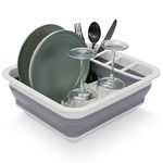 Bramble - Collapsible Dish Draining and Foldable Drying Rack for Campervan Space Saving Portable Organiser Plates and Cutlery Storage