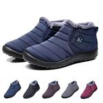 HIDRUO Boojoy Winter Boots, Winter Warm Anti-slip Ankle Booties, Waterproof Slip on Outdoor Fur Lined Snow Shoes for Women (Blue, 45)