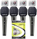 TENGYES 400 PCS (200 Pack) Microphone Hygiene Covers Disposable Non-Woven Handheld Mic Mike Cover Windscreen Protective Cap for KTV Karaoke Recording Room Stage Performance, Black