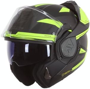 LS2, Advant Modular Flip Front Motorcycle Helmet. ECE 22.06 Certified. Complete With Pinlock and Luxury Camo Backpack Style Carry Bag. REVO MATT BLACK H-V YELLOW - XL