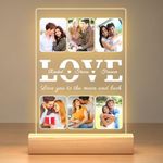 Personalized Couple Gifts for Girlfriend & Boyfriend, Personalized Picture Frames with Photos, Custom LOVE Acrylic Plaque with Night Light, Personalized Anniversary Christmas Gifts for Women & Men