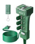 DEWENWILS Outdoor Power Stake Timer Waterproof, 100FT Remote Control Outlet Timer, 6 Grounded Outlets 6FT Cord, Photocell Dusk to Dawn, for Outdoor Lights, Sprinklers, Garden, 1875W/15A UL Listed