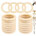 TSKDKIT 20pcs Wood Rings for Macrame, Natural Wood Hoops, DIY Craft Supply, Curtain Rings, Jewelry Making, Decorative Ornaments, Furniture Decoration